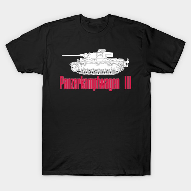 German medium tank Pz-III T-Shirt by FAawRay